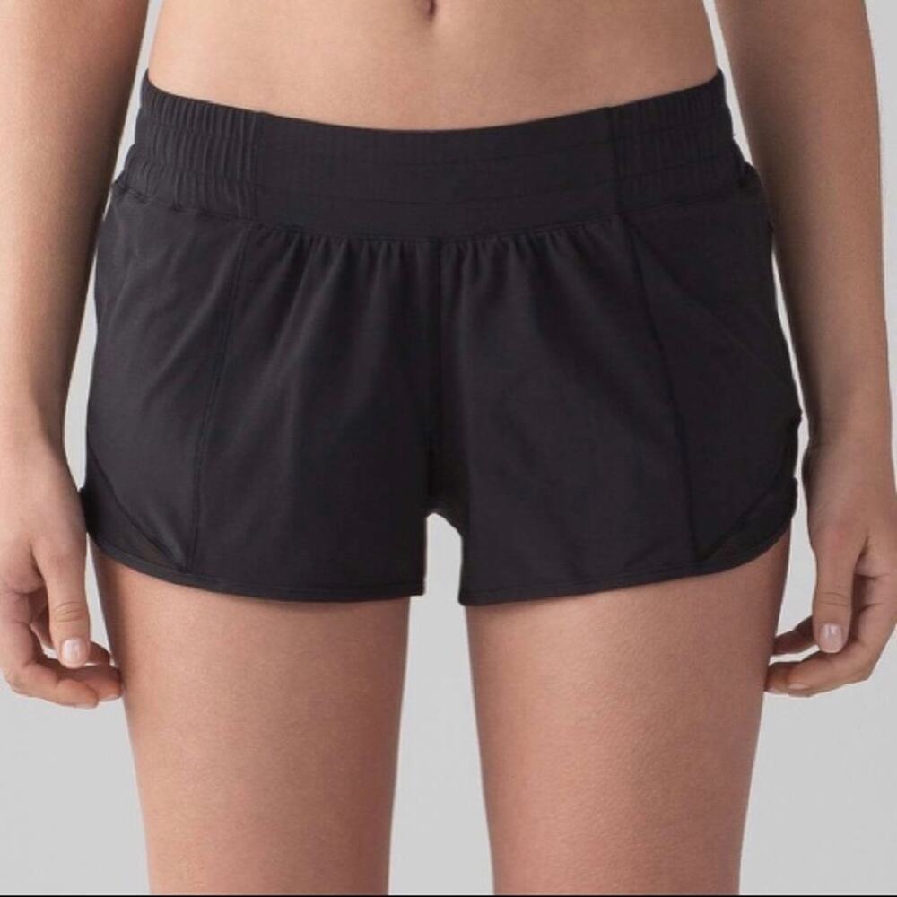 Lululemon Hotty Hot Short II 2.5" Black Mesh Sz 8